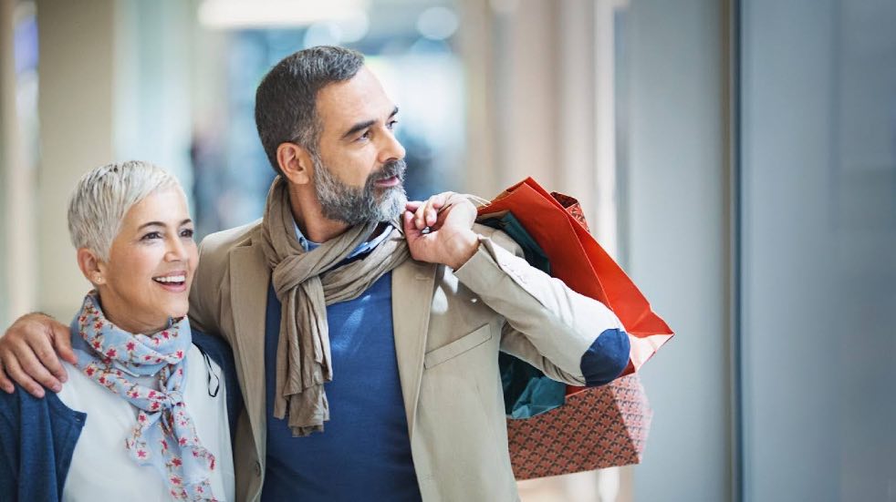 Senior couple shopping